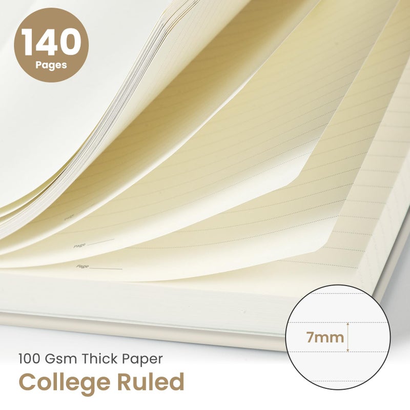 Taja Lined Spiral Journal Notebook for Women & Men, 140 Pages, College Ruled Hardcover Notebook for Work & Note Taking, Journals for Writing, A5(5.7" x 7.9") â€“ Beige - Image 2