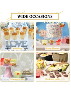 SYOSI Mini Glitter Dessert Cups, Disposable Square Plastic Cake Cups with Spoons Set for Parties Birthday Dinner Party 60ml Small Quartet of Tasting 100pcs (50 + 50 Spoons)  - Image 4