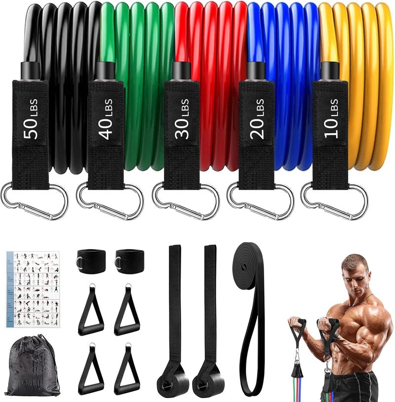 Hahamiya 16 Piece Exercise Bands Set with Door Anchors - Natural Latex Resistance Bands for Home Fitness - Image 1