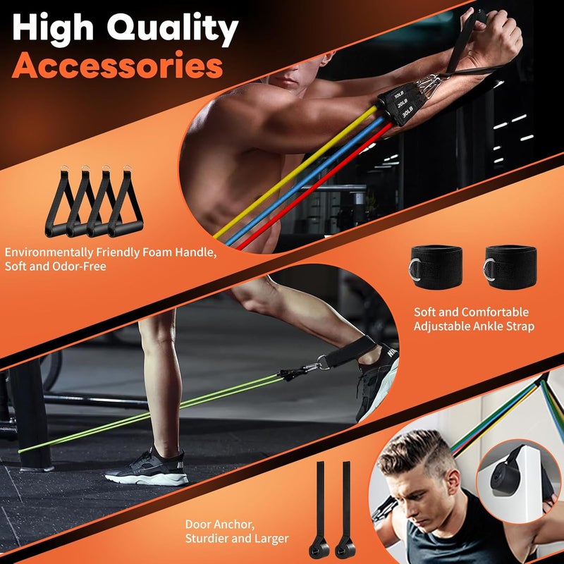 Hahamiya 16 Piece Exercise Bands Set with Door Anchors - Natural Latex Resistance Bands for Home Fitness - Image 4