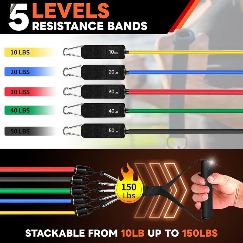 Hahamiya 16 Piece Exercise Bands Set with Door Anchors - Natural Latex Resistance Bands for Home Fitness - Image 2