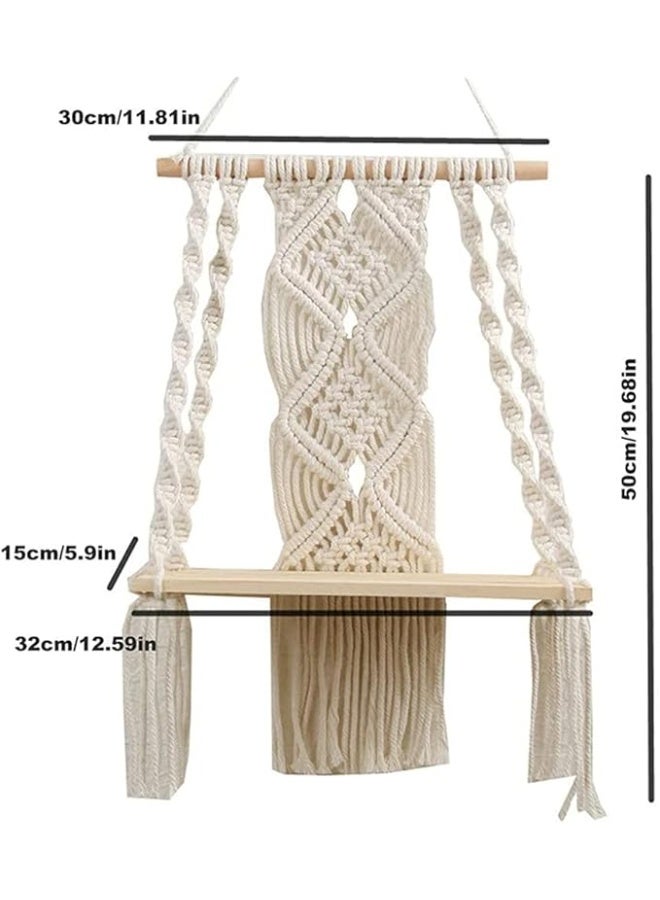 انتيكيانو رف ديكور معلق على الحائط بتصميم مكرمية خشبي للاستخدام الداخلي والخارجي - Image 3