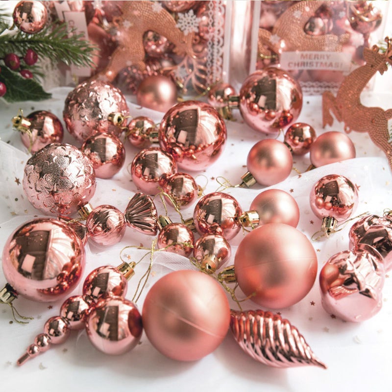 Emopeak 24Pcs Christmas Balls Ornaments for Xmas Christmas Tree - Shatterproof Christmas Tree Decorations Hanging Ball for Holiday Wedding Party Decoration (Rose Gold  1.57""-4.2CM) - Image 4