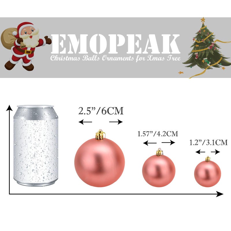 Emopeak 24Pcs Christmas Balls Ornaments for Xmas Christmas Tree - Shatterproof Christmas Tree Decorations Hanging Ball for Holiday Wedding Party Decoration (Rose Gold  1.57""-4.2CM) - Image 3