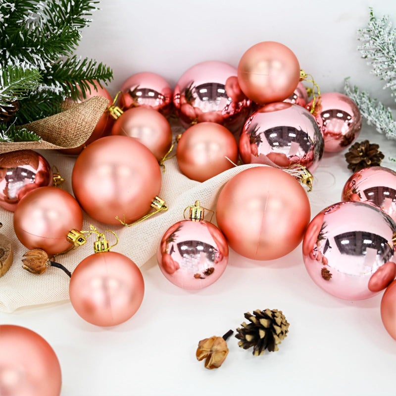 Emopeak 24Pcs Christmas Balls Ornaments for Xmas Christmas Tree - Shatterproof Christmas Tree Decorations Hanging Ball for Holiday Wedding Party Decoration (Rose Gold  1.57""-4.2CM) - Image 2