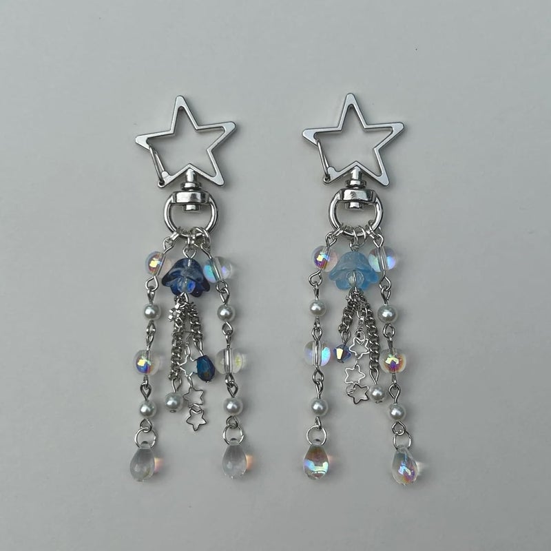 Jellyfish Keychain 3.5 Inches Handmade Light Blue - Glass Bead & Metal Charm Decorative Keychain for Women Girls Car Bags - Image 5