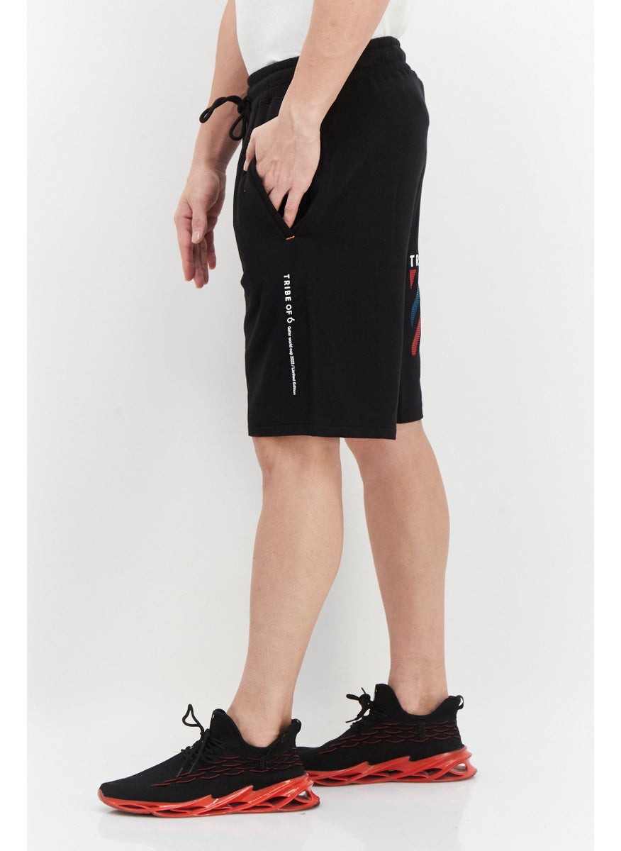 TRIBE OF 6 - Men Sportswear Fit Football Short, Black - Image 1