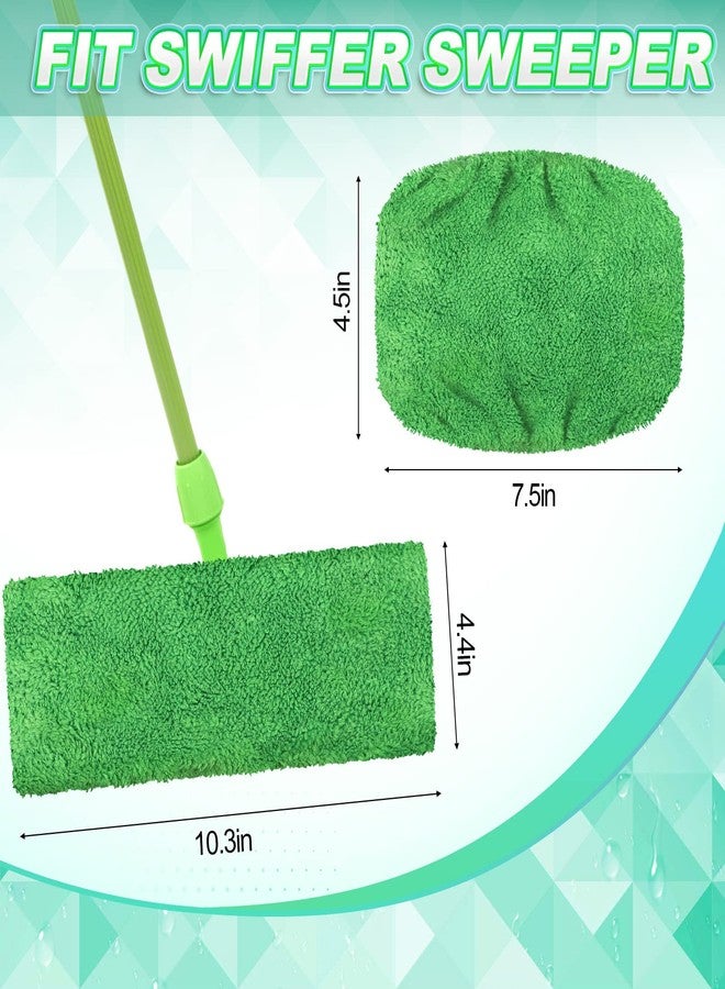 Nuogo 16 Packs Reusable Mop Pads Floor Sweeper Mopping Refills Household Cleaning Tools Wet Mopping Cloths for Wet and Dry Use, Compatible with Swiffer Sweeper Mops, Mop is Not Included (Green) - Image 2