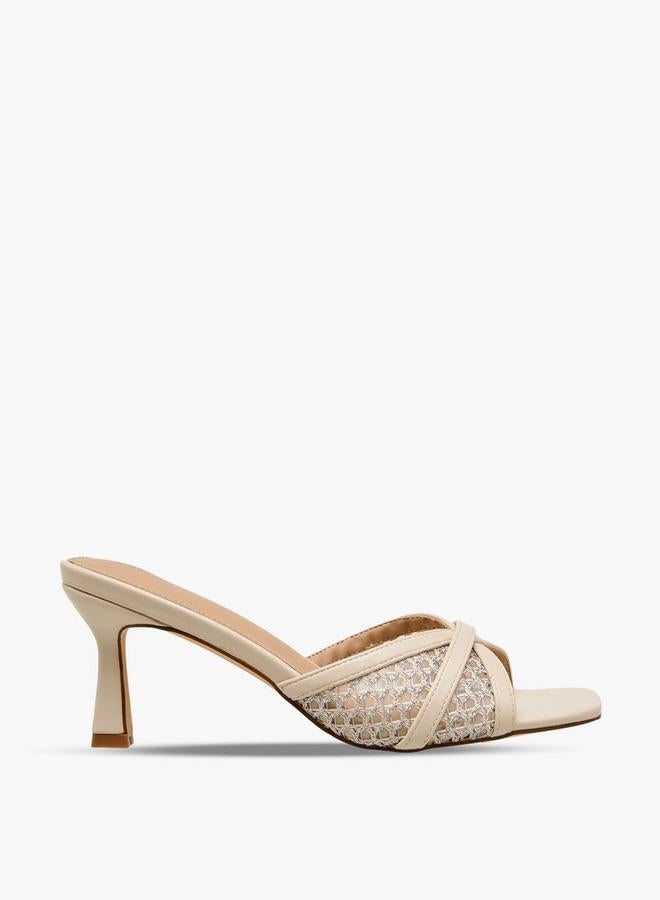 Flora Bella Solid Cross Strap Slip-On Sandals With Flared Heels