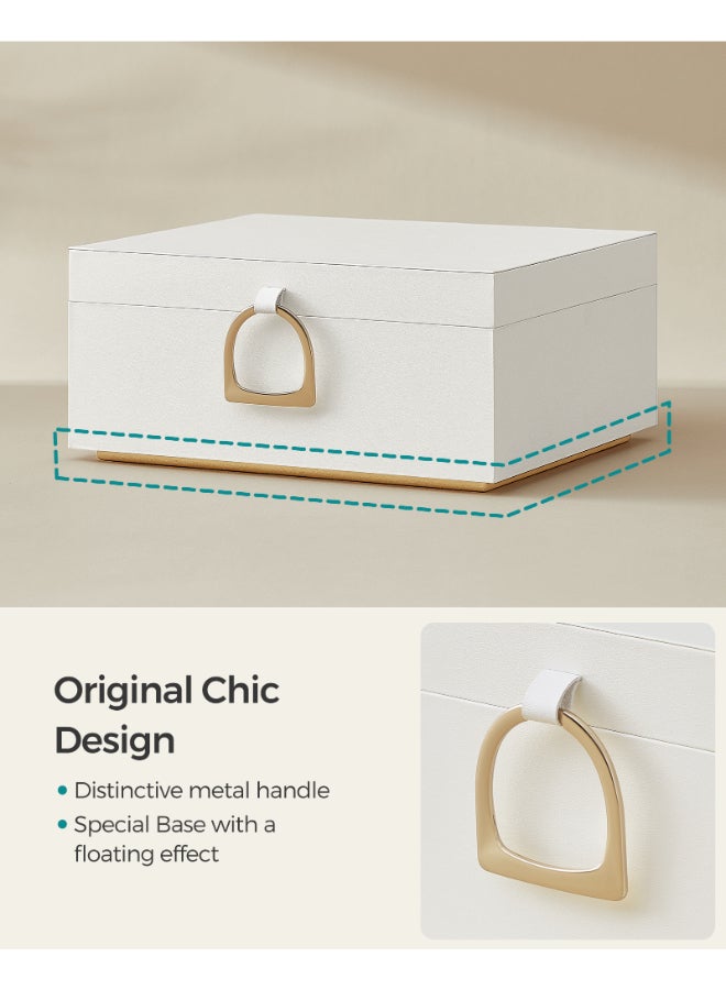SONGMICS 2-Layer Jewellery Box, Jewellery Organiser with Handle, Removable Jewellery Tray, Jewellery Storage, Floating Effect, 20.5 x 24 x 11 cm, Gift Idea, White - Image 3