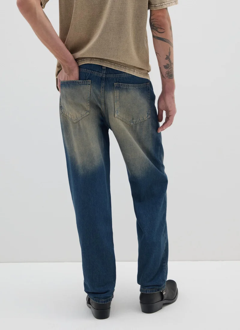 Ovs  OVS Blue Cotton Baggy Jeans for Men | Best Price UAE