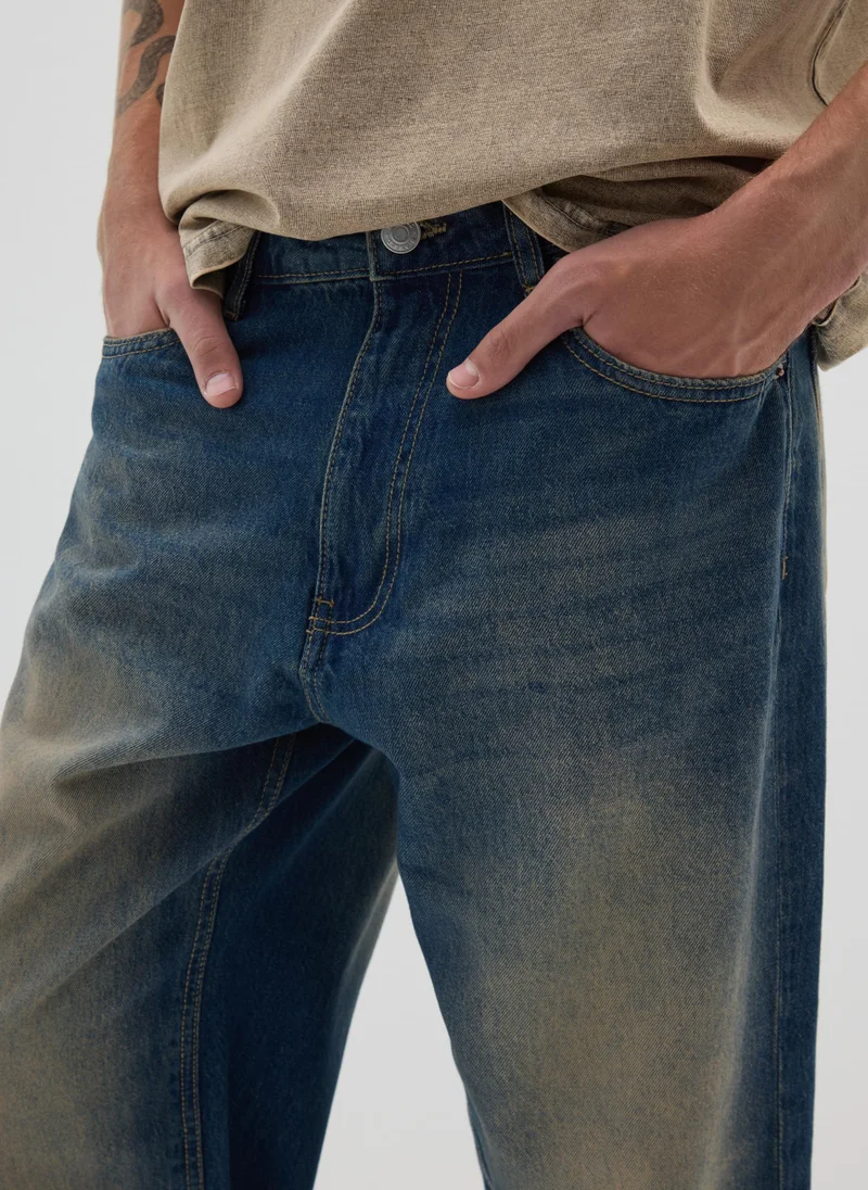 Ovs  OVS Blue Cotton Baggy Jeans for Men | Best Price UAE