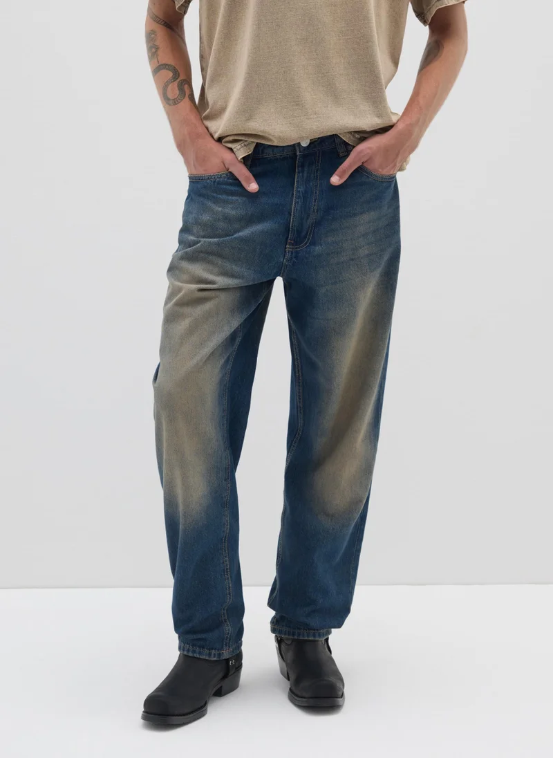 Ovs OVS Blue Cotton Baggy Jeans