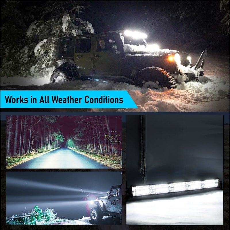 SORAX 21 Inch Light Bar 6000K Off-Road Spot Flood Combo Led Bar Light Waterproof compatible for Truck, 4X4, ATV, Boat, Jeep, LED Light Bar White (1Pcs) - Image 4