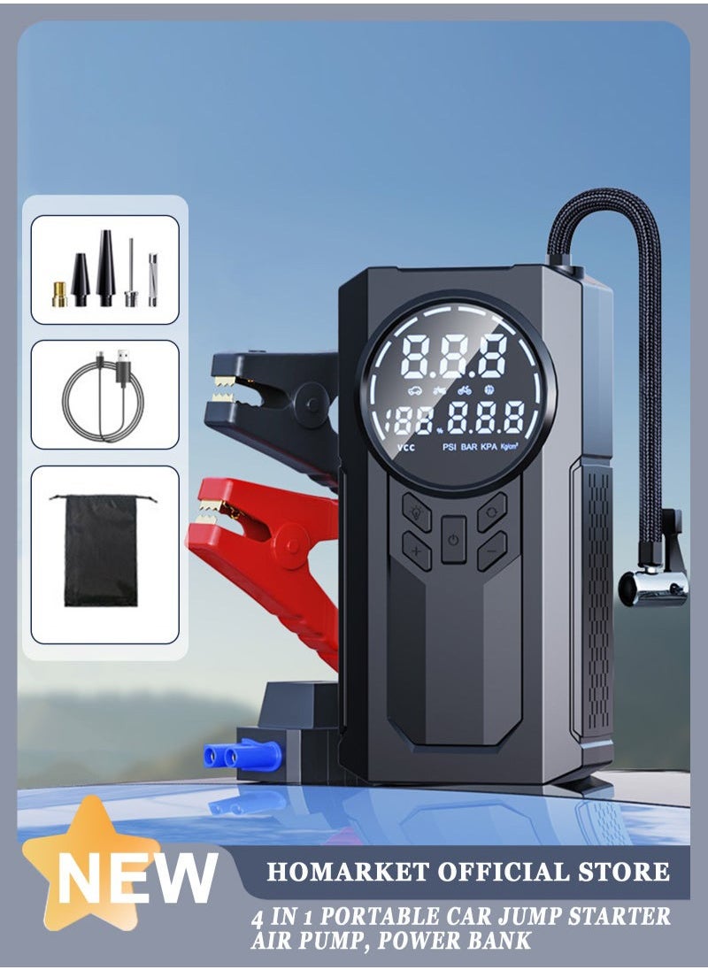 Arabest Portable Cordless Car Battery Emergency Starter, Tire Air Pump, Air Compressor To Easily Inflate Tires, LED Display, With Flashlight, Mobile Power Supply, Large Capacity Storage  - Image 1