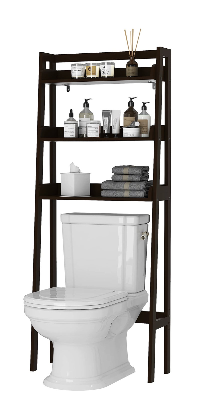 UTEX Over The Toilet Storage 3Tier Bathroom Shelves Over Toilet Behind Toilet Bathroom Organizer Espresso