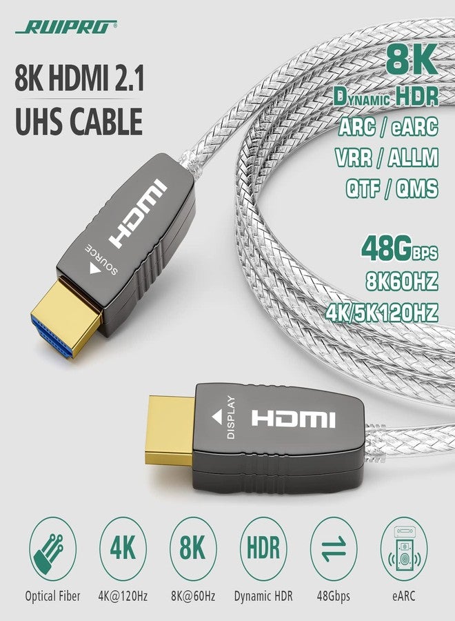 RUIPRO Crystal 8K HDMI Ultra High Speed Latest 2.1b Certified Fiber Optic Cable 7.6m 8K60Hz 4K120Hz 48Gbps eARC HDR HDCP2.3 for RTX4080/4090/3080/3090 Xbox PS5 AVR Projector LG/Samsung/Sony - Image 2