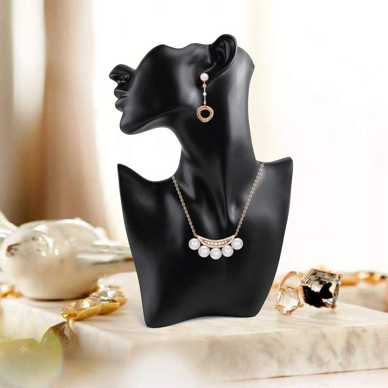 klarakoBlack Resin/Velvet Female Mannequin Head Bust Stand Model Shop Jewelry Necklace Display klarakoL+Black Resin - Image 3