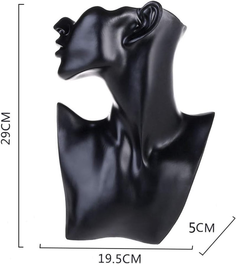 klarakoBlack Resin/Velvet Female Mannequin Head Bust Stand Model Shop Jewelry Necklace Display klarakoL+Black Resin - Image 4