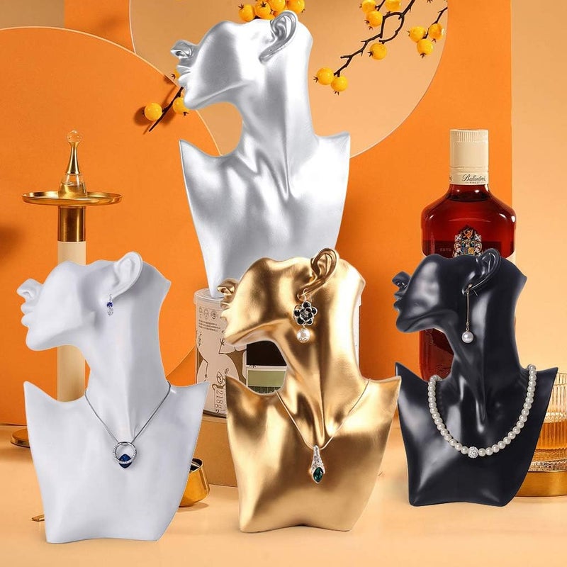 klarakoBlack Resin/Velvet Female Mannequin Head Bust Stand Model Shop Jewelry Necklace Display klarakoL+Black Resin - Image 2