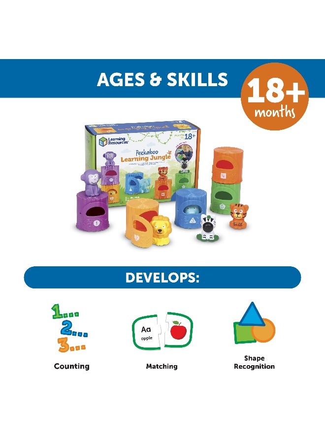 ليرننج ريسورسز مجموعة ألعاب Peekaboo Learning Jungle من Learning Resources، لعبة تفاعلية للأطفال الصغار لتعليم العد والألوان والمهارات الحركية الدقيقة - Image 4