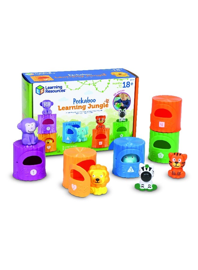 ليرننج ريسورسز مجموعة ألعاب Peekaboo Learning Jungle من Learning Resources، لعبة تفاعلية للأطفال الصغار لتعليم العد والألوان والمهارات الحركية الدقيقة - Image 1
