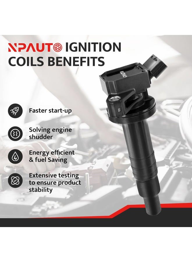 NPAUTO Ignition Coils Pack Compatible with Engine 1ZZFE L4 1.8L 2000-2008 Toyota Corolla,2000-2005 Celica GT, 2003-2008 Matrix, 2000-2005 MR2 Spyder, Pontiac Vibe, 2000-2002 Prizm, Pack of 4 - Image 2