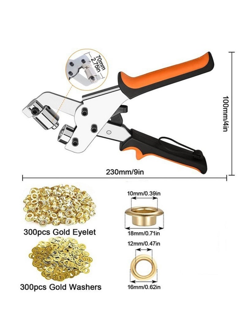 Sewing Crafting Essentials 300pcs 10mm Eyelet Punch Set Complete with Rings for DIY Tarpaulin Faux Leather Waterproof Fabric Projects  - Image 2