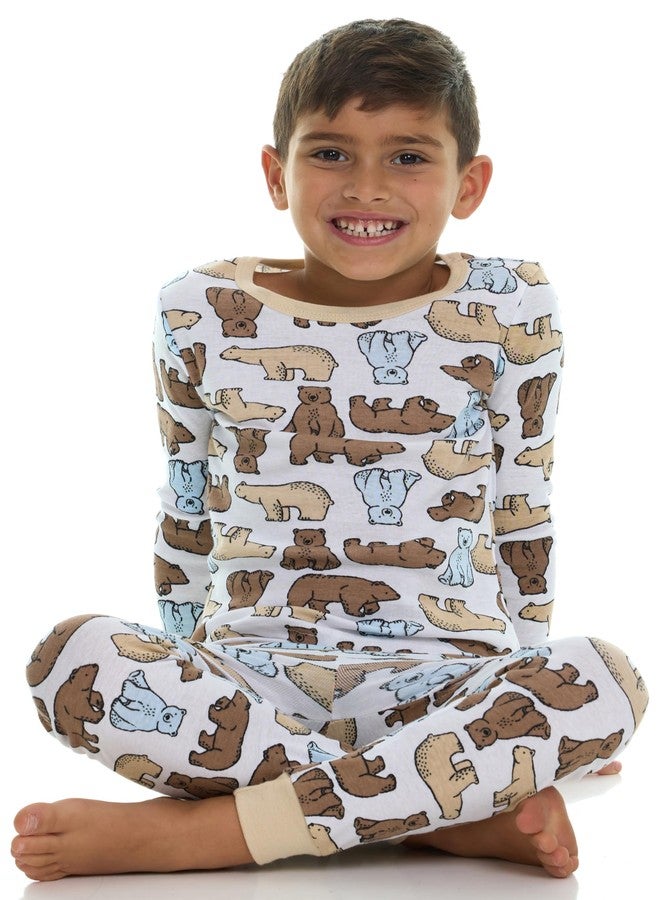 Cudlie Boys’ 4-Piece Pajama Set, Super Comfy Cotton Blend Sleepwear, 2 Tops and 2 Bottoms, Fun Designs – Size: 24 Months - Bear - Image 4