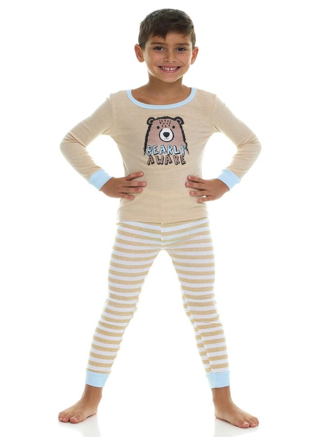 Cudlie Boys’ 4-Piece Pajama Set, Super Comfy Cotton Blend Sleepwear, 2 Tops and 2 Bottoms, Fun Designs – Size: 24 Months - Bear - Image 3