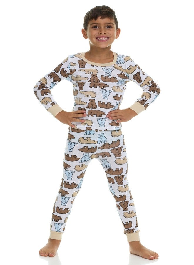 Cudlie Boys’ 4-Piece Pajama Set, Super Comfy Cotton Blend Sleepwear, 2 Tops and 2 Bottoms, Fun Designs – Size: 24 Months - Bear - Image 2