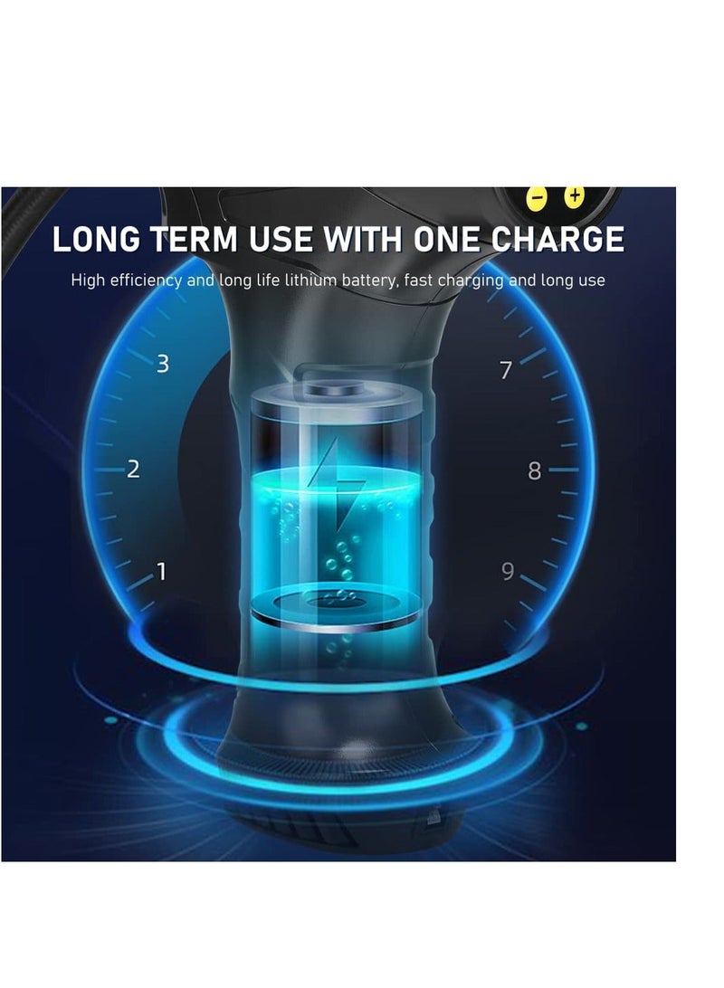 ضاغط هواء لإطارات السيارات، مضخة هواء كهربائية محمولة قابلة لإعادة الشحن مع ضوء LED وبطارية 4000mAh، ضاغط هواء لاسلكي 12V 120W مع ثلاث فتحات هوائية للدراجات النارية والدراجات الهوائية - Image 3