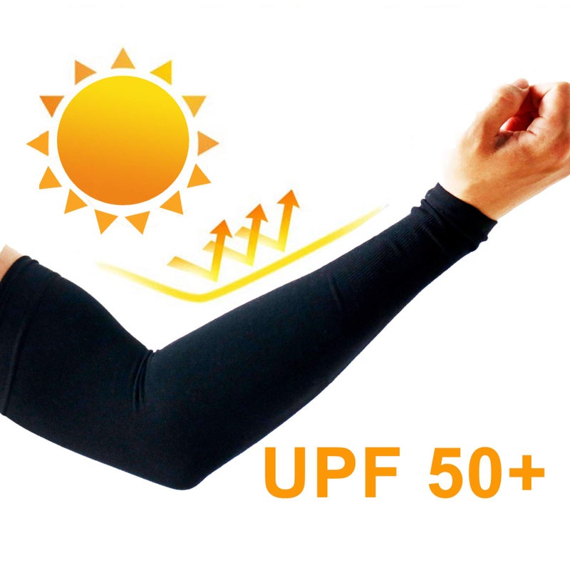 PFFY 2 Pairs UV Protection Cooling Arm Sleeves for Men and Women UPF 50 Sun Sleeve Beige*2 - Image 2