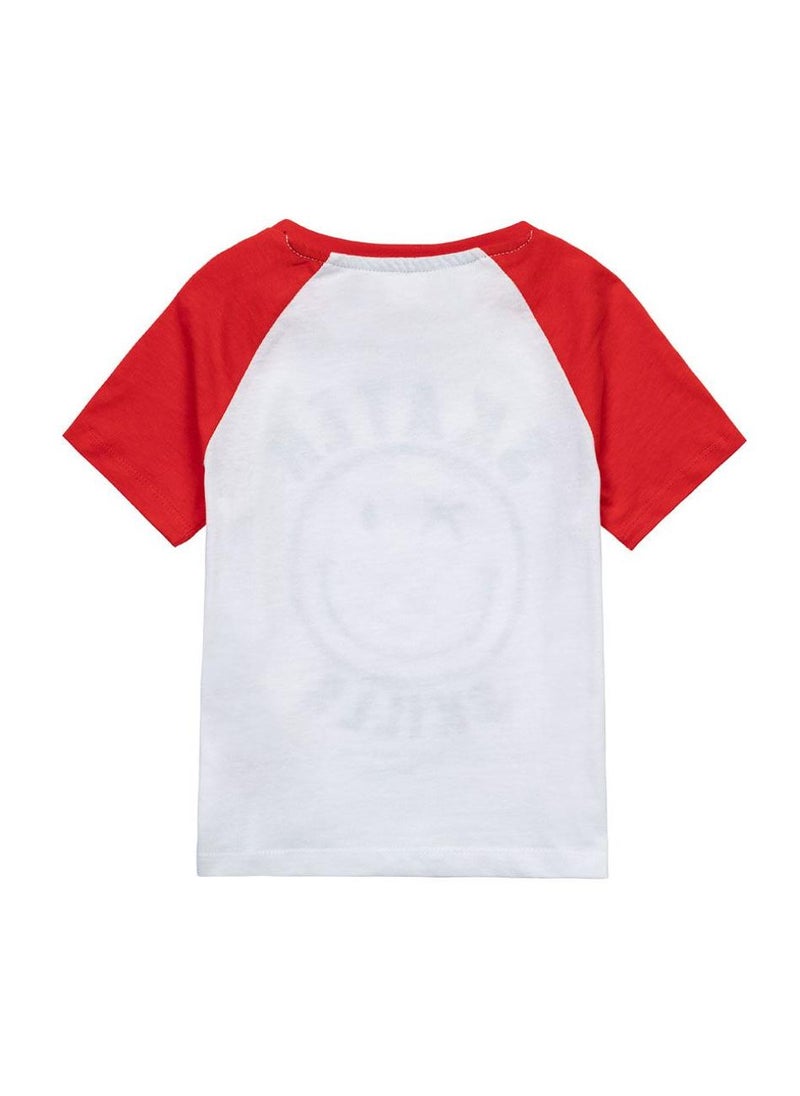 MINOTI Boys Printed T-Shirt with Contrast Raglan Sleeves - Image 2