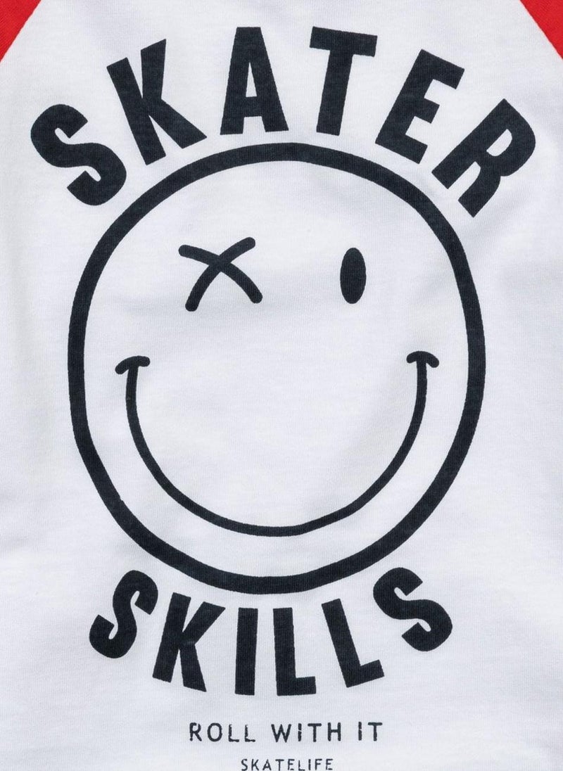 MINOTI Boys Printed T-Shirt with Contrast Raglan Sleeves - Image 3