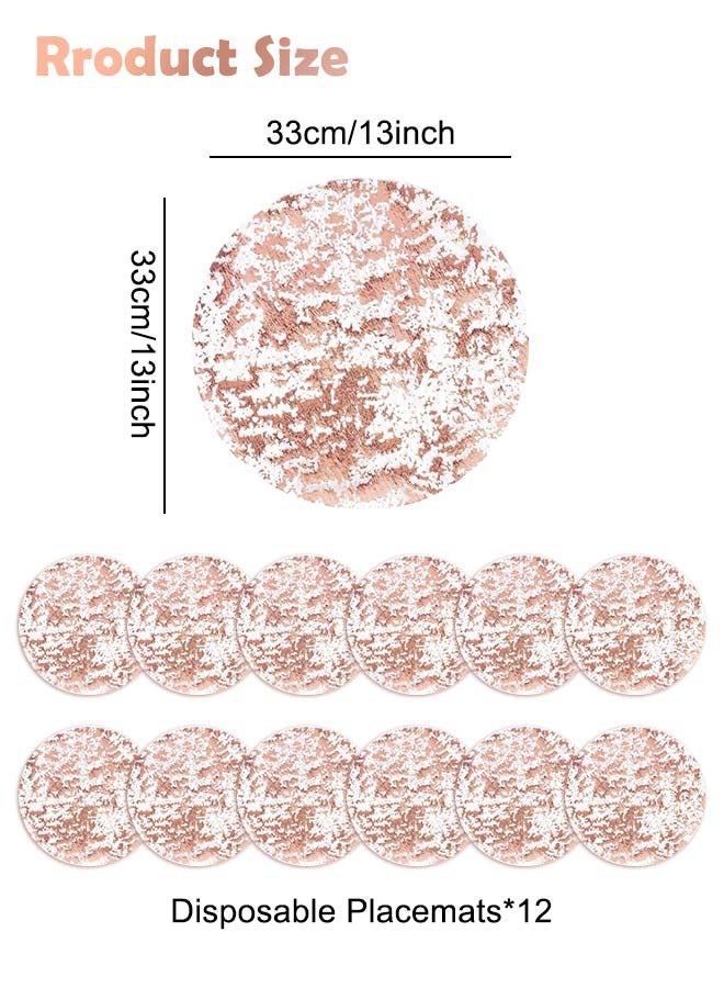 سينثيا 12 قطعة من مفارش المائدة المستديرة الذهبية للاستخدام مرة واحدة، مفارش طاولة ورقية للاستخدام مرة واحدة مقاس 13 بوصة لطاولات النزهات والحفلات وحفلات العشاء وأعياد الميلاد - Image 2