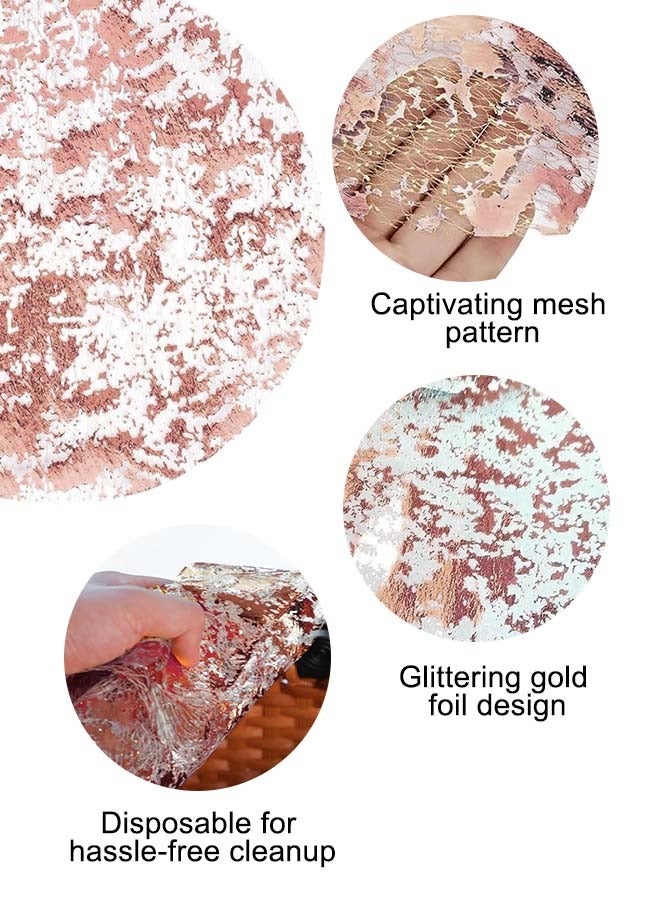 سينثيا 12 قطعة من مفارش المائدة المستديرة الذهبية للاستخدام مرة واحدة، مفارش طاولة ورقية للاستخدام مرة واحدة مقاس 13 بوصة لطاولات النزهات والحفلات وحفلات العشاء وأعياد الميلاد - Image 3