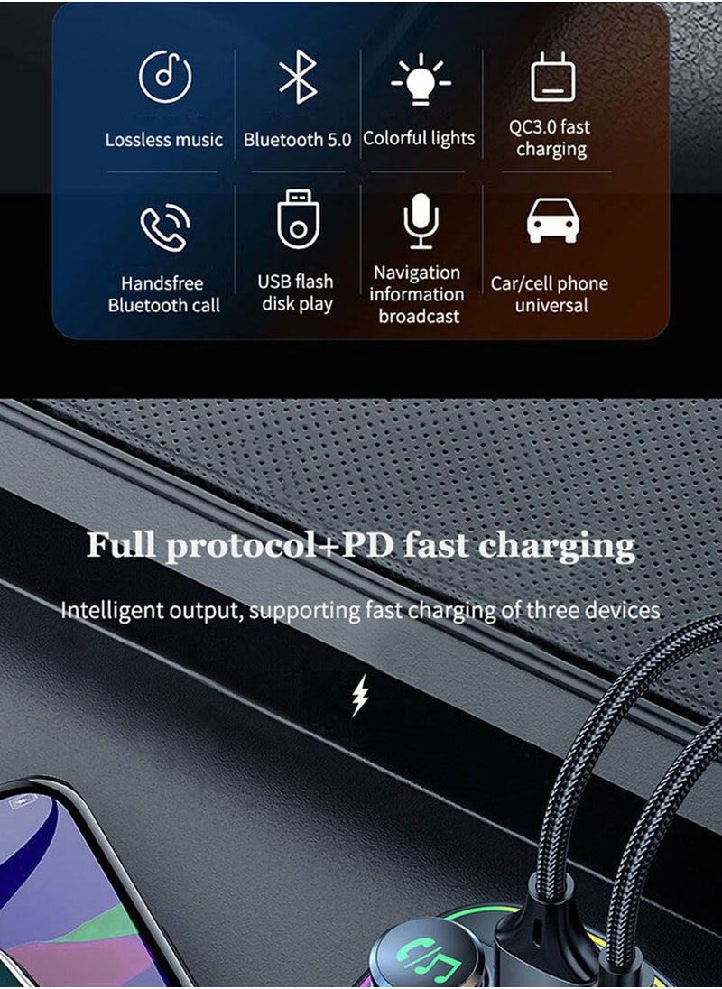 Generic - Dual Display Voltage Detection for Car Bluetooth Charger Car MP3 Bluetooth Player Lossless Sound Quality USB Quick Charge - Image 1