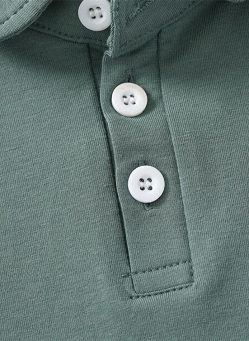 YUNIQEE Green Cotton Polo Collar T-shirt