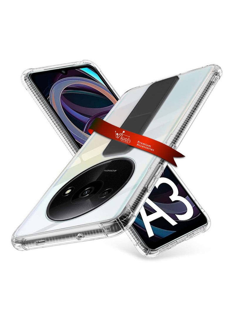 دبليو تيك غطاء وسادة هوائية بمقبض يدوي من مادة TPU لهاتف Xiaomi Redmi A3 4G 2024 شفاف/أسود