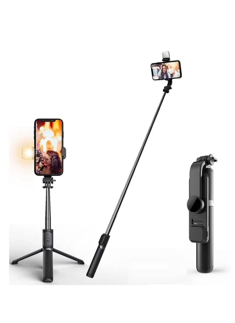 ELTRAZONE - Selfie Stick Tripod, 41 Inch Extendable Portable Selfie Stick with Fill Light Bluetooth Wireless Remote and Tripod Stand for iOS and Android - Image 1