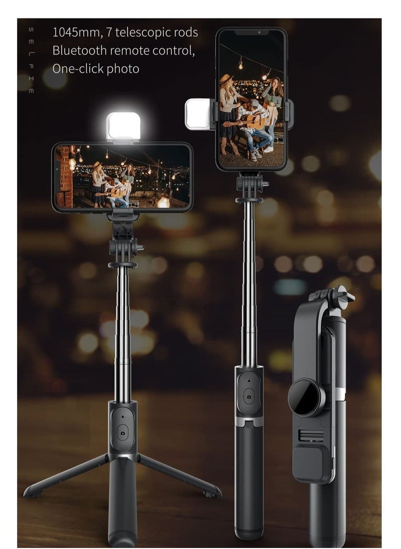 ELTRAZONE - Selfie Stick Tripod, 41 Inch Extendable Portable Selfie Stick with Fill Light Bluetooth Wireless Remote and Tripod Stand for iOS and Android - Image 1