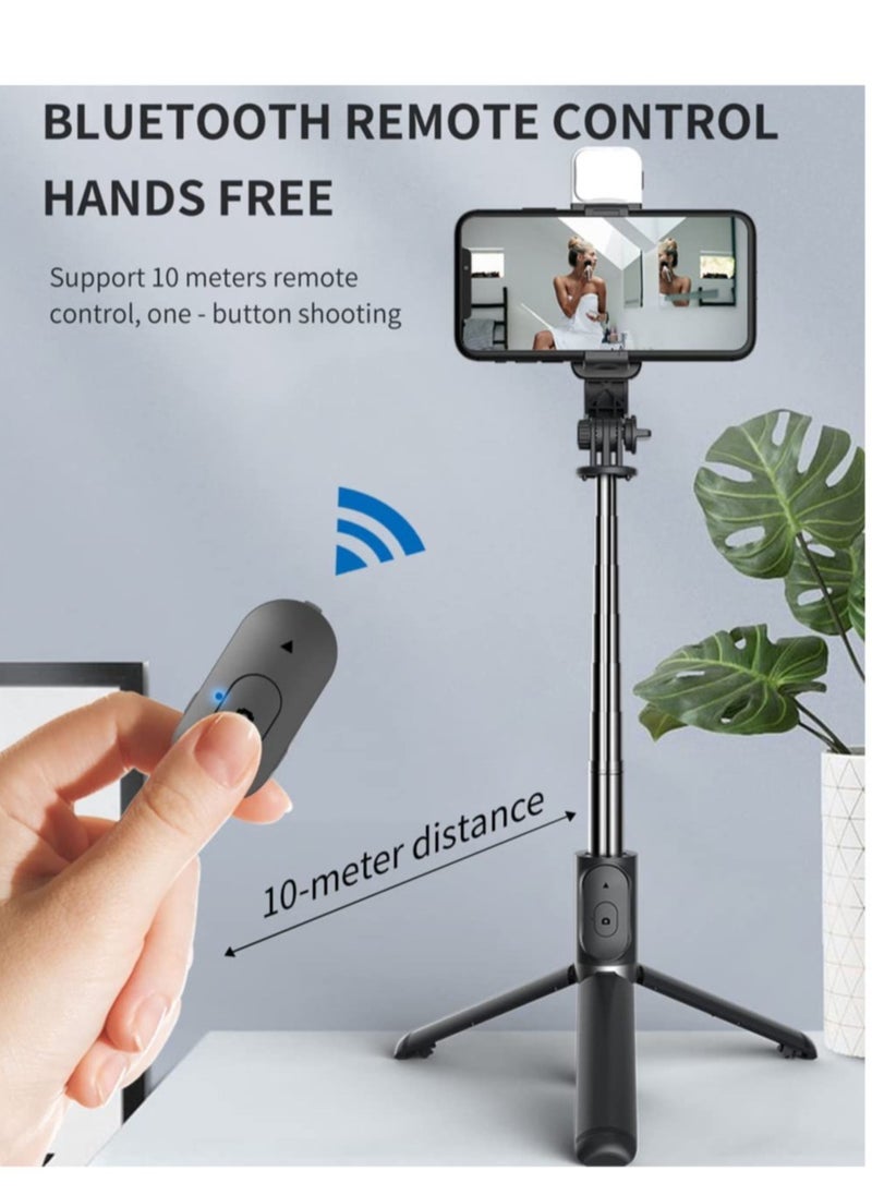ELTRAZONE - Selfie Stick Tripod, 41 Inch Extendable Portable Selfie Stick with Fill Light Bluetooth Wireless Remote and Tripod Stand for iOS and Android - Image 1