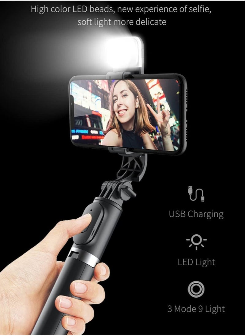 ELTRAZONE - Selfie Stick Tripod, 41 Inch Extendable Portable Selfie Stick with Fill Light Bluetooth Wireless Remote and Tripod Stand for iOS and Android - Image 1