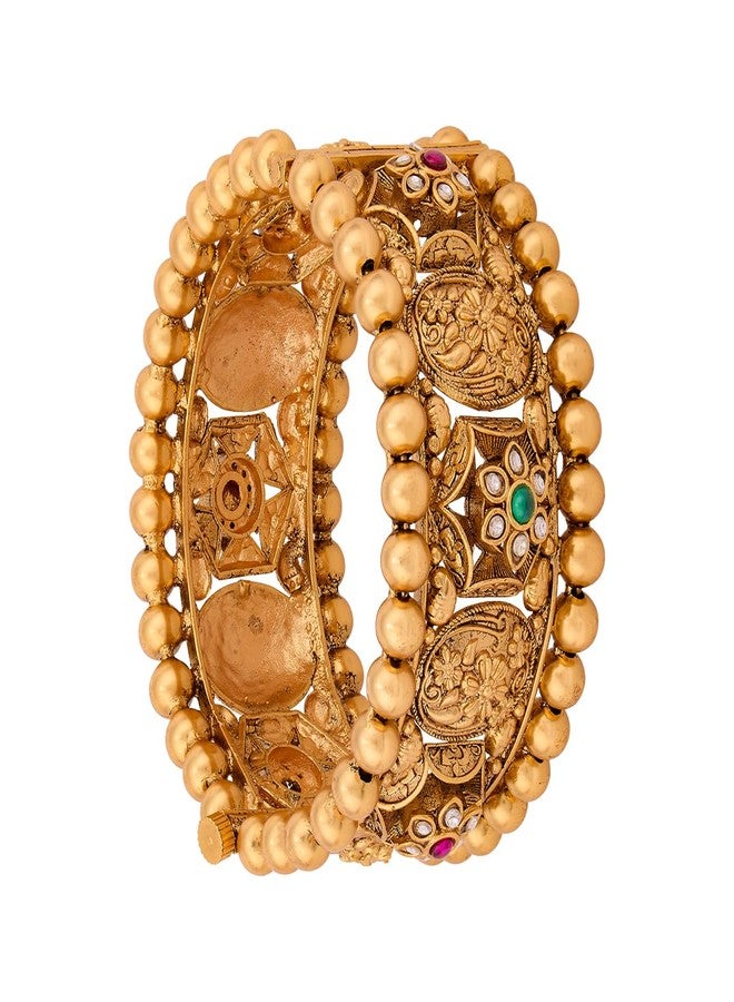 KUSHAL'S Fashion Jewellery Ruby-Green Gold Polished Copper Antique Bangles, Best for Bridesmaid & Special Occasion - 449338 - Image 1