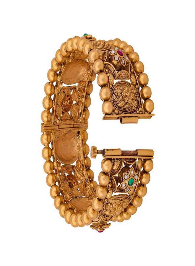 KUSHAL'S Fashion Jewellery Ruby-Green Gold Polished Copper Antique Bangles, Best for Bridesmaid & Special Occasion - 449338 - Image 2