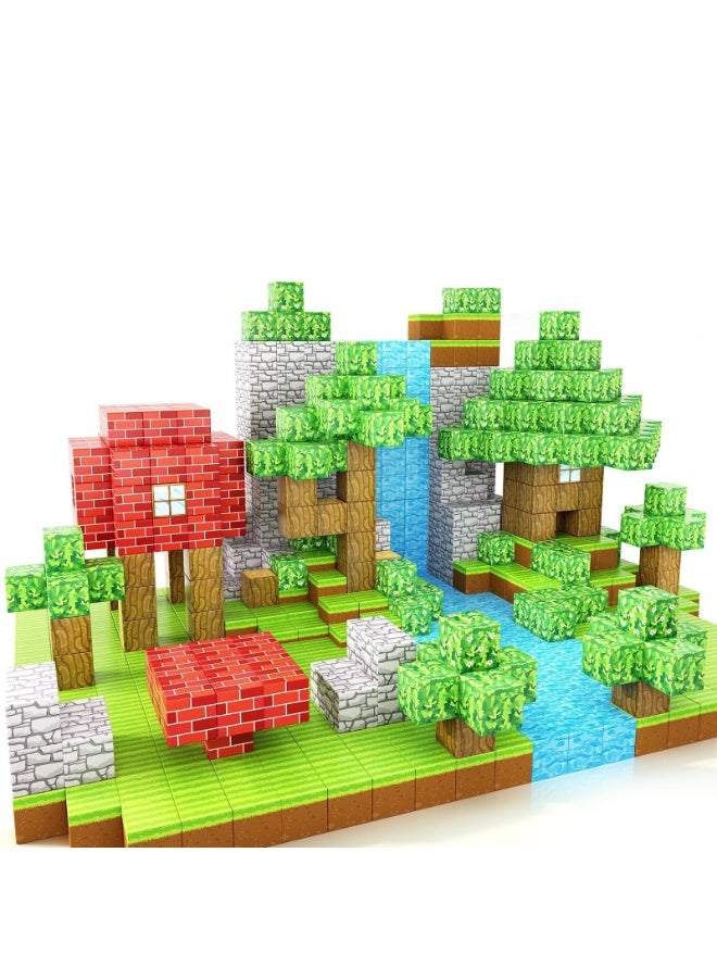 108PCS Magnetic Blocks Set for Boys & Girls Age 3-8, STEM Sensory Toys for Toddlers, Building Magnet World Forest Set, Fun Construction Toys, Educational Gift for Kids - Image 1