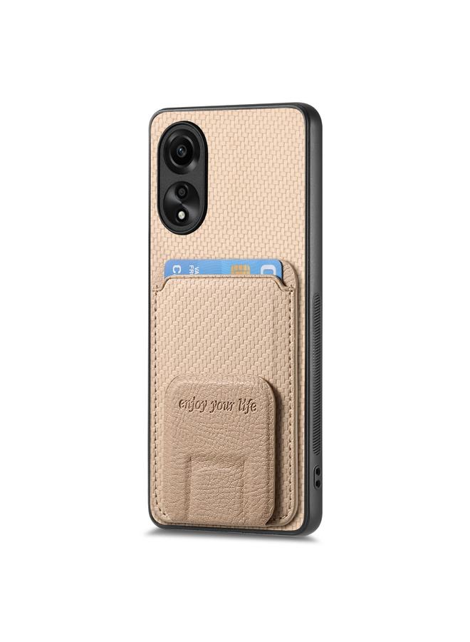 اس-توب جراب هاتف OPPO Reno7 4G مصنوع من ألياف الكربون وحامل قابل للطي وحقيبة بطاقات - Image 3