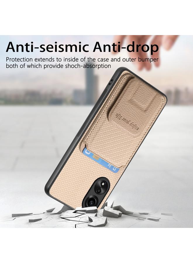 اس-توب جراب هاتف OPPO Reno7 4G مصنوع من ألياف الكربون وحامل قابل للطي وحقيبة بطاقات - Image 4