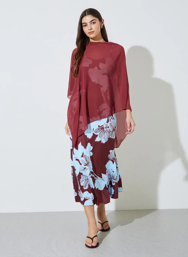 Styli Two-Piece Floral Print Sleeveless Midi Dress